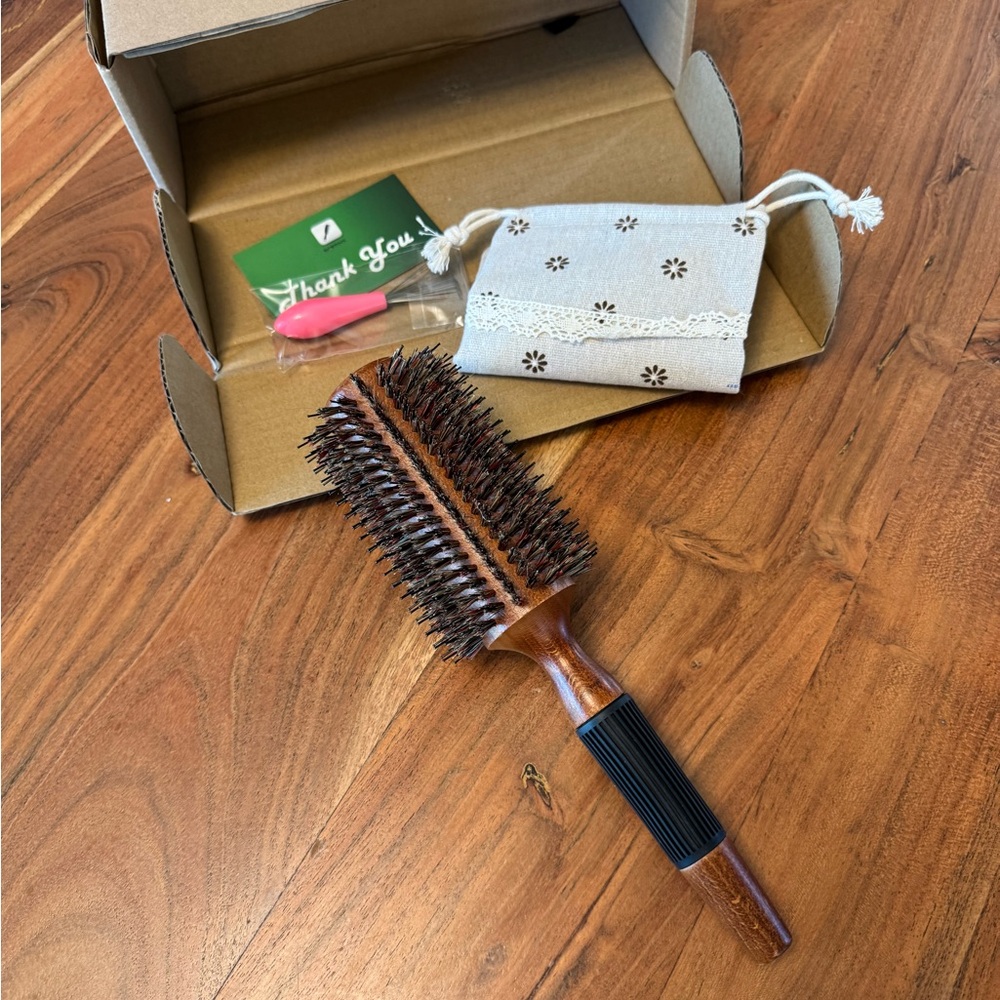 NWT Wooden Hair Brush with Boar